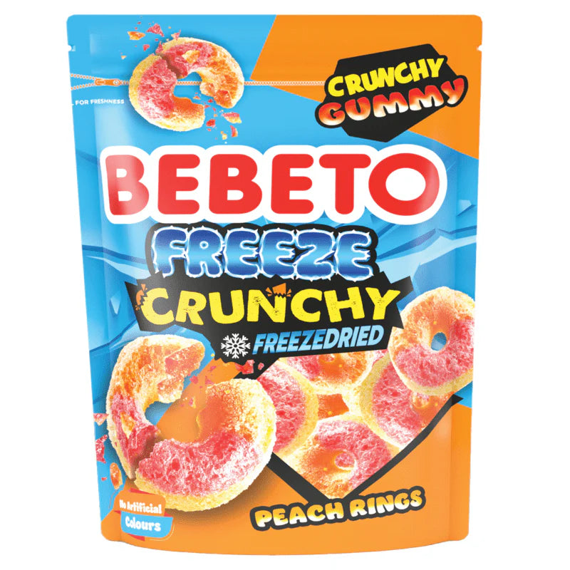 Bebeto Freeze Crunchy Peach Rings 35g - Case